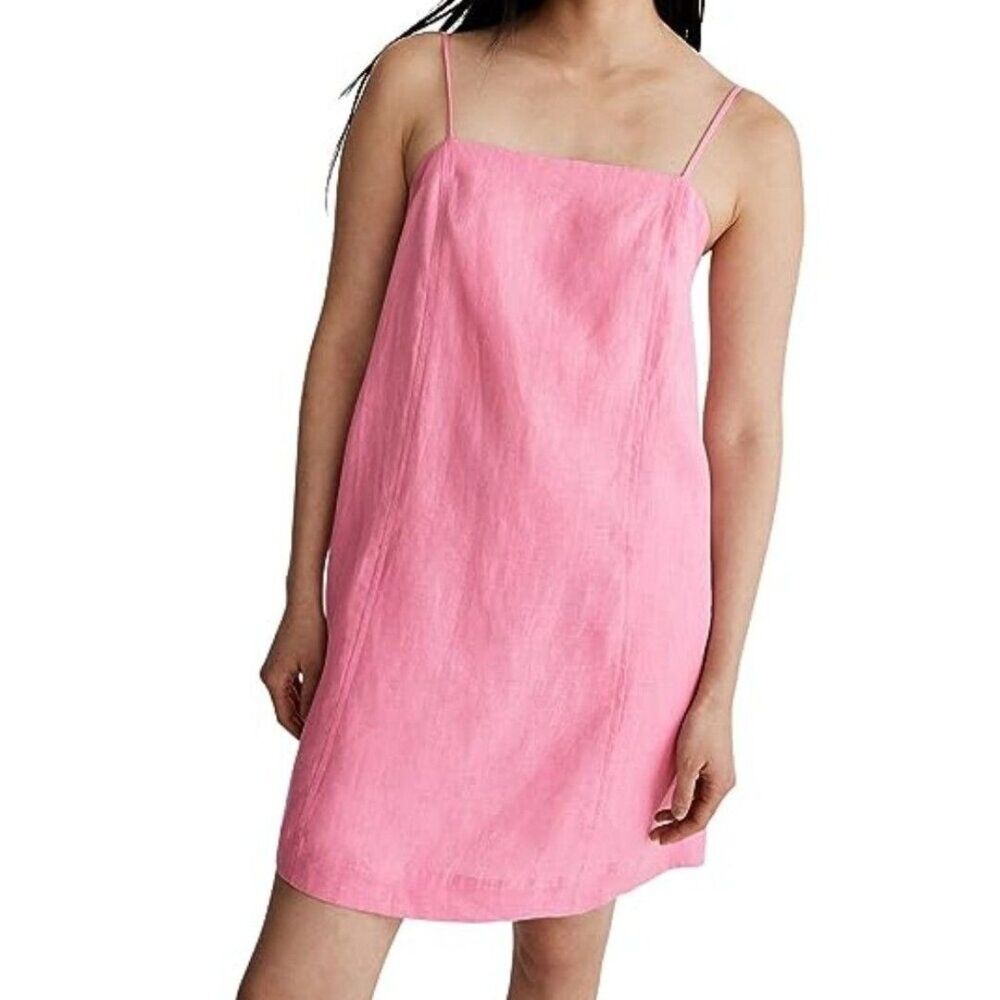 Women's Casual Madewell Goldie Mini Dress in Retro Pink Linen Blend Size 8
